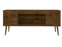 Meuble pour téléviseur Bradley de Manhattan Comfort de 62,99 po avec 2 tablettes multimédias et 2 tablettes de rangement - brun rustique et jaune