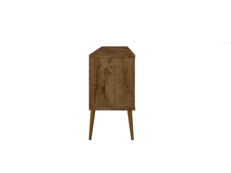 Meuble pour téléviseur Bradley de Manhattan Comfort de 62,99 po avec 2 tablettes multimédias et 2 tablettes de rangement - brun rustique et blanc