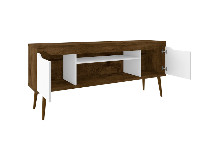 Meuble pour téléviseur Bradley de Manhattan Comfort de 62,99 po avec 2 tablettes multimédias et 2 tablettes de rangement - brun rustique