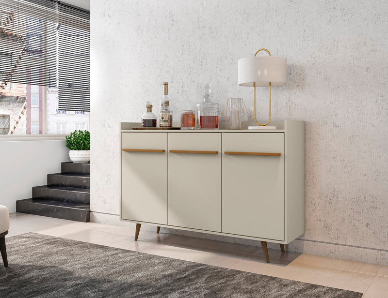 Buffet Bradley de Manhattan Comfort de 53,54 po avec 4 tablettes - blanc cassé