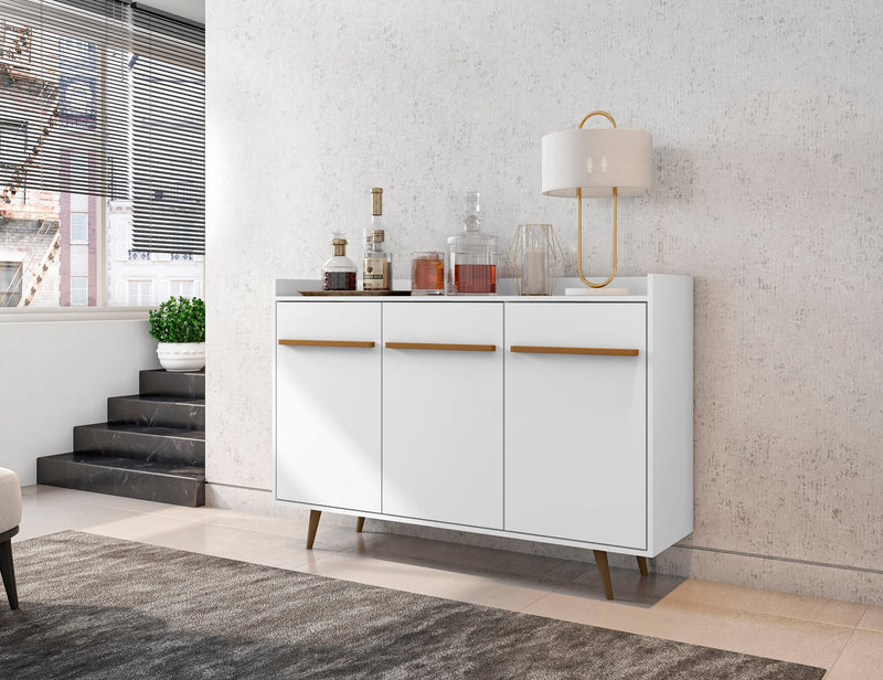 Buffet Bradley de Manhattan Comfort de 53,54 po avec 4 tablettes - blanc