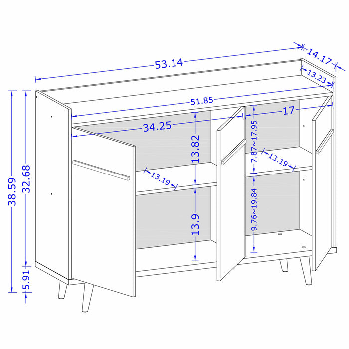 Buffet Bradley de Manhattan Comfort de 53,54 po avec 4 tablettes - noir