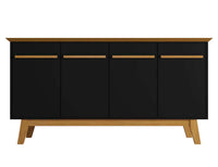 Desserte Yonkers de Manhattan Comfort de 62,99 po avec pattes en bois massif et 2 armoires - noire et cannelle