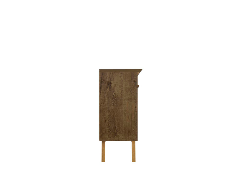 Desserte Yonkers de Manhattan Comfort de 62,99 po avec pattes en bois massif et 2 armoires - brun rustique