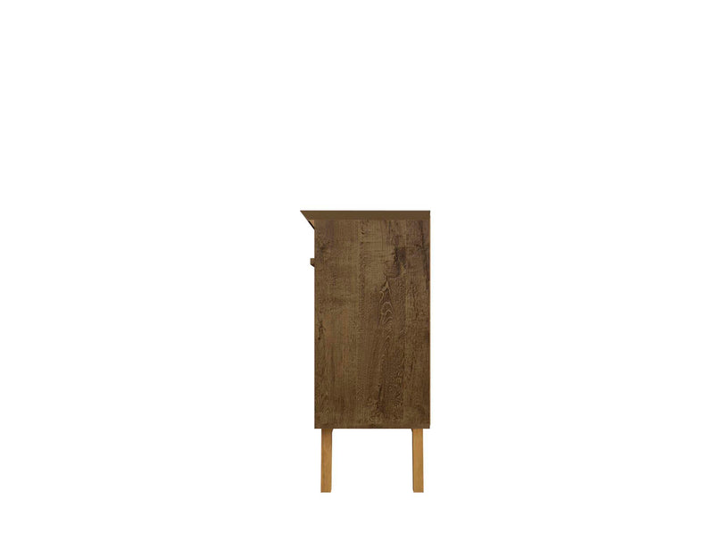 Desserte Yonkers de Manhattan Comfort de 62,99 po avec pattes en bois massif et 2 armoires - brun rustique