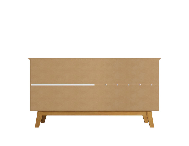 Desserte Yonkers de Manhattan Comfort de 62,99 po avec pattes en bois massif et 2 armoires - brun rustique