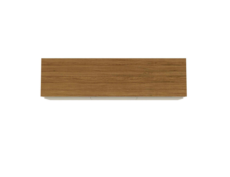 Meuble pour téléviseur Yonkers de Manhattan Comfort de 62,99 po avec pattes en bois massif et 6 compartiments de rangement multimédia - blanc cassé et cannelle
