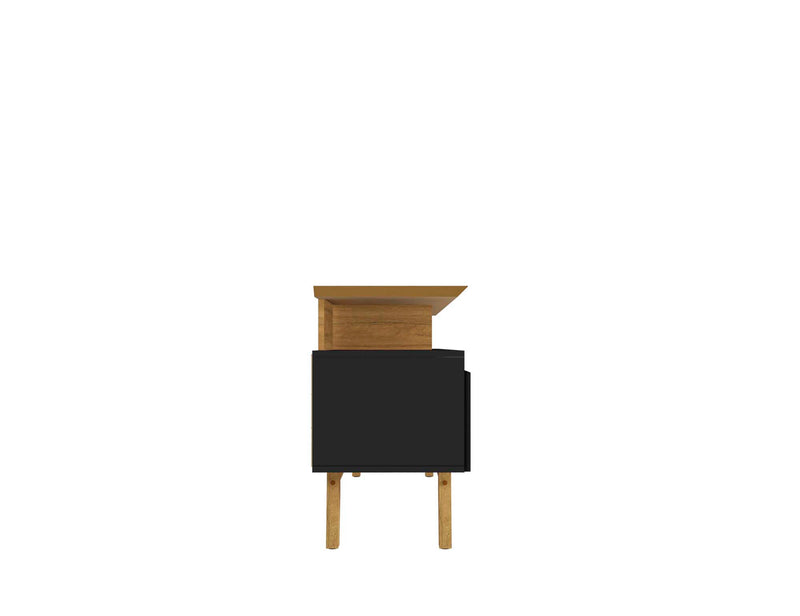 Meuble pour téléviseur Yonkers de Manhattan Comfort de 62,99 po avec pattes en bois massif et 6 compartiments de rangement multimédia - noir et cannelle