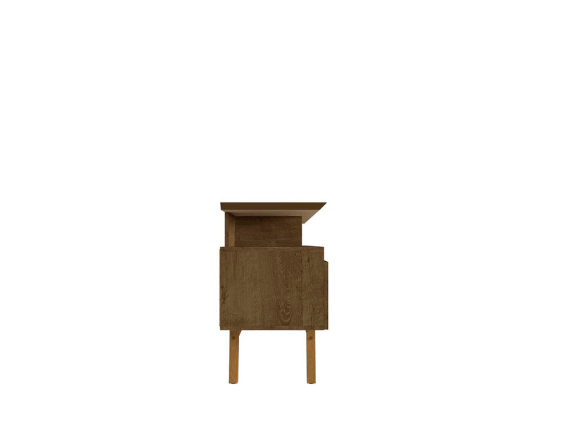Meuble pour téléviseur Yonkers de Manhattan Comfort de 70,86 po avec pattes en bois massif et 6 compartiments de rangement multimédia - brun rustique
