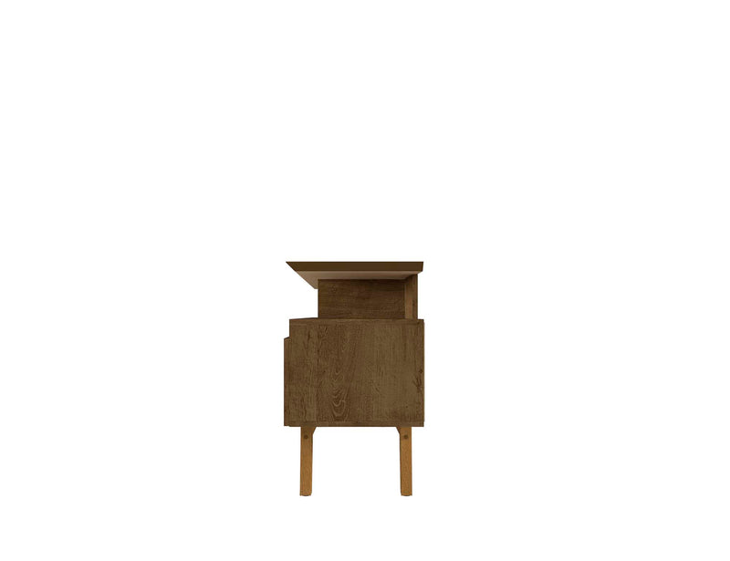 Meuble pour téléviseur Yonkers de Manhattan Comfort de 70,86 po avec pattes en bois massif et 6 compartiments de rangement multimédia - brun rustique