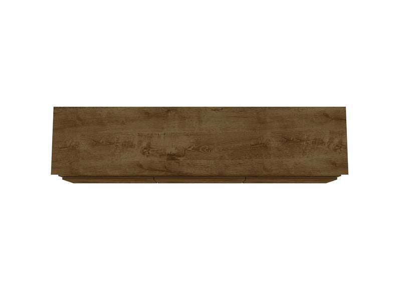 Meuble pour téléviseur Yonkers de Manhattan Comfort de 70,86 po avec pattes en bois massif et 6 compartiments de rangement multimédia - brun rustique