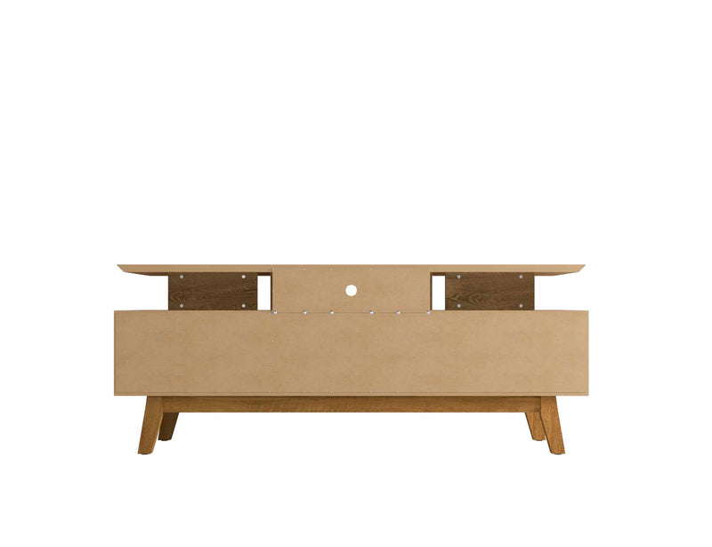 Meuble pour téléviseur Yonkers de Manhattan Comfort de 70,86 po avec pattes en bois massif et 6 compartiments de rangement multimédia - brun rustique