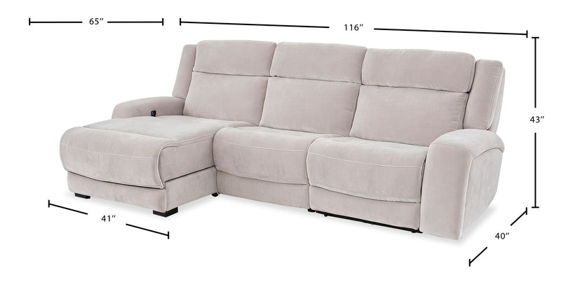 Sofa sectionnel de gauche à inclinaison électrique Legacy de Shaquille O’Neal Home 3 pièces avec confort Shaq-o-pedic - gris 
