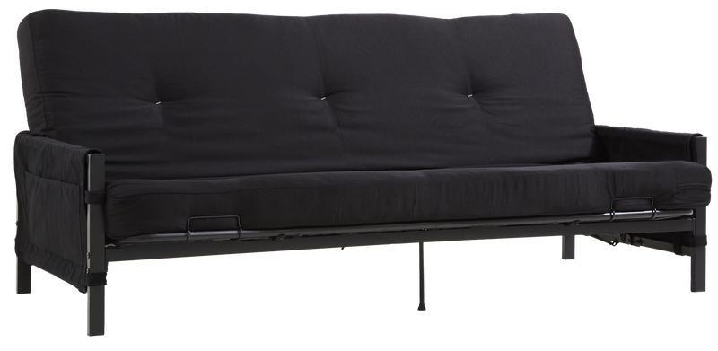 Futon Fairview de DHP avec rangement et matelas de 6 po - noir