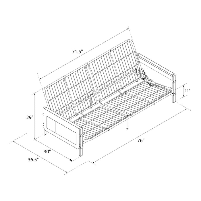 Futon Fairview de DHP avec rangement et matelas de 6 po - noir