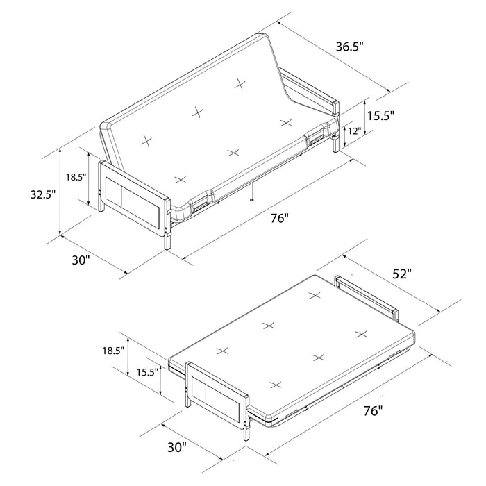 Futon Fairview de DHP avec rangement et matelas de 6 po - noir