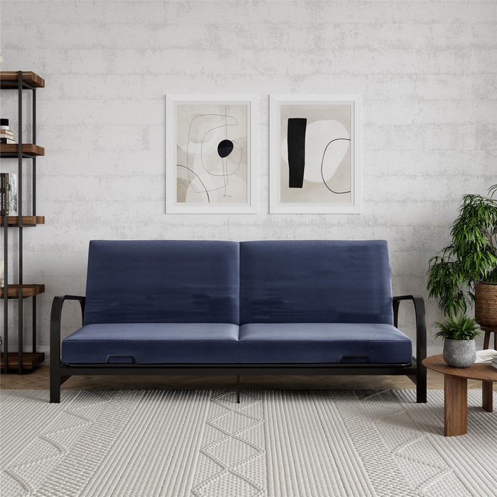 Futon Mainstays Dorel Home avec accoudoirs en métal - bleu
