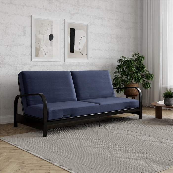 Futon Mainstays Dorel Home avec accoudoirs en métal - bleu