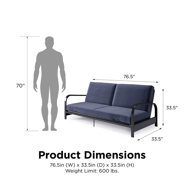 Futon Mainstays Dorel Home avec accoudoirs en métal - bleu