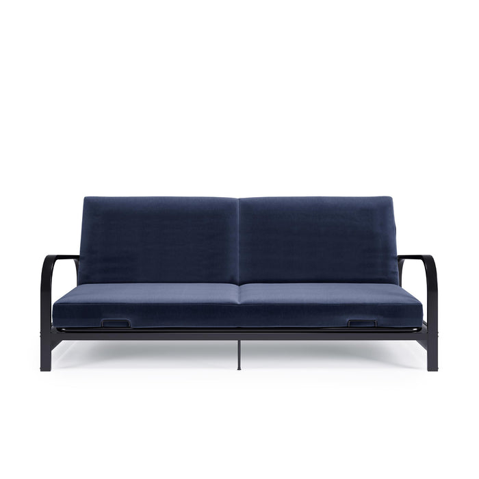 Futon Mainstays Dorel Home avec accoudoirs en métal - bleu