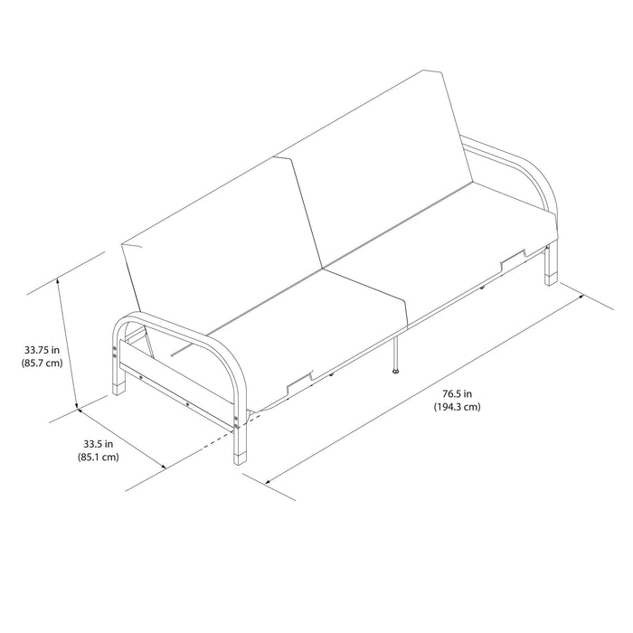 Futon Mainstays Dorel Home avec accoudoirs en métal - bleu