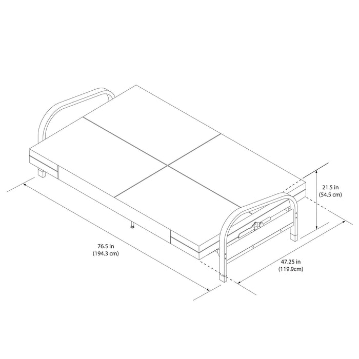 Futon Mainstays Dorel Home avec accoudoirs en métal - bleu