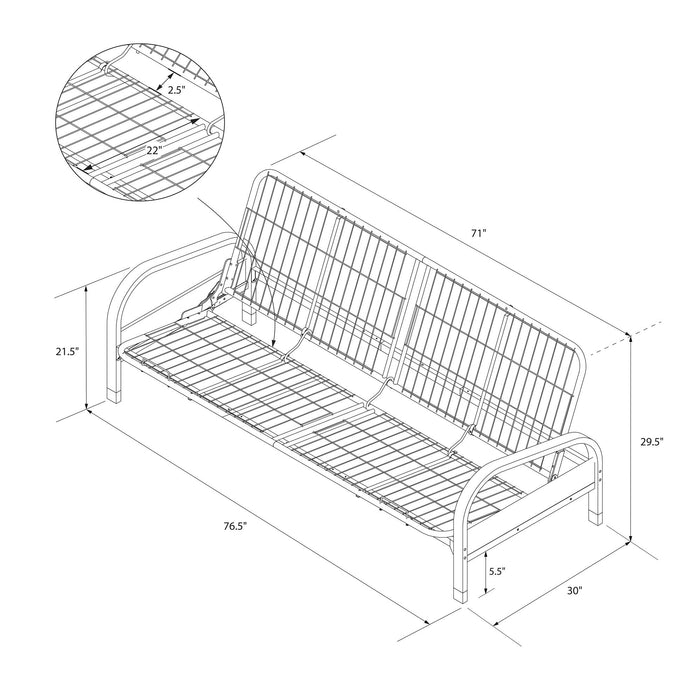 Futon Mainstays Dorel Home avec accoudoirs en métal - bleu