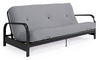Armature de futon Cleo Dorel Home de format lit double avec accoudoirs en métal noir et matelas à rembourrage en polyester à haute densité thermolié de 6 po - gris