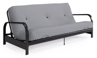 Armature de futon Dorel Home Axton de format lit double avec accoudoirs en métal noir et matelas à r