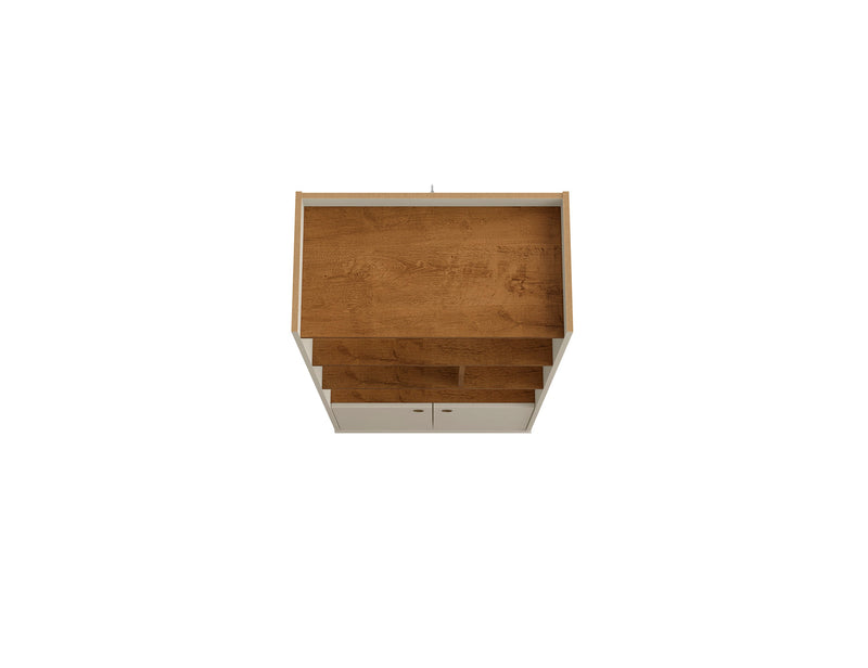 Bibliothèque Bogart de Manhattan Comfort de 62,6 po de style moderne du milieu du 20e siècle - blanc cassé et naturelle