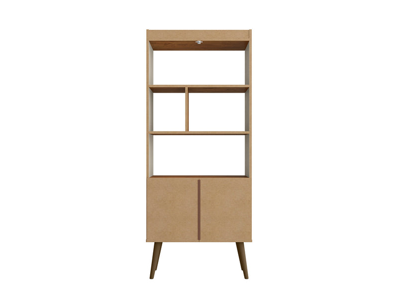 Bibliothèque Bogart de Manhattan Comfort de 62,6 po de style moderne du milieu du 20e siècle - blanc cassé et naturelle