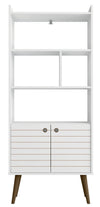 Bibliothèque Bogart de Manhattan Comfort de 62,6 po de style moderne du milieu du 20e siècle - blanche et naturelle