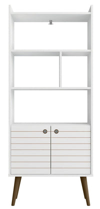 Bibliothèque Bogart de Manhattan Comfort de 62,6 po de style moderne du milieu du 20e siècle - blanche et naturelle