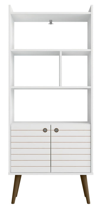 Bibliothèque Bogart de Manhattan Comfort de 62,6 po de style moderne du milieu du 20e siècle - blanche et naturelle