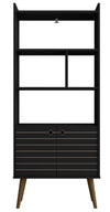 Bibliothèque Bogart de Manhattan Comfort de 62,6 po de style moderne du milieu du 20e siècle - noire et naturelle