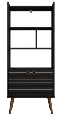Bibliothèque Bogart de Manhattan Comfort de 62,6 po de style moderne du milieu du 20e siècle - noire et naturelle