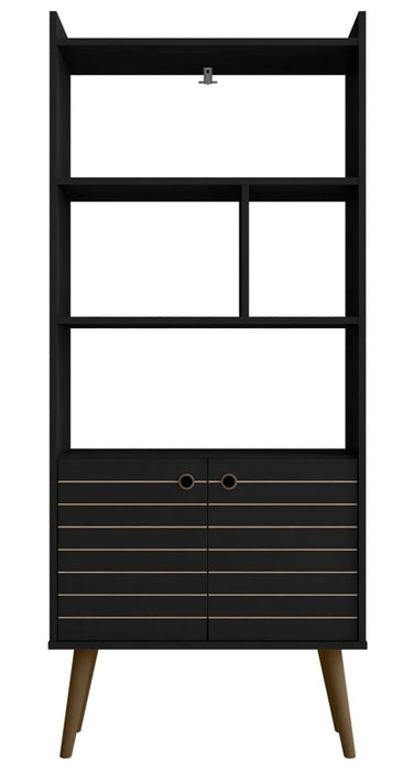 Bibliothèque Bogart de Manhattan Comfort de 62,6 po de style moderne du milieu du 20e siècle - noire et naturelle