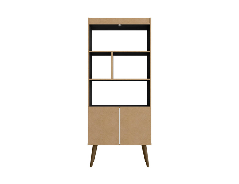 Bibliothèque Bogart de Manhattan Comfort de 62,6 po de style moderne du milieu du 20e siècle - noire et naturelle