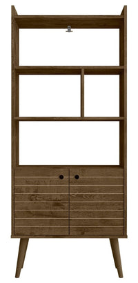 Bibliothèque Bogart de Manhattan Comfort de 62,6 po de style moderne du milieu du 20e siècle - brun rustique et naturelle