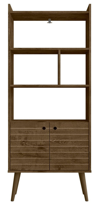 Bibliothèque Bogart de Manhattan Comfort de 62,6 po de style moderne du milieu du 20e siècle - brun rustique et naturelle