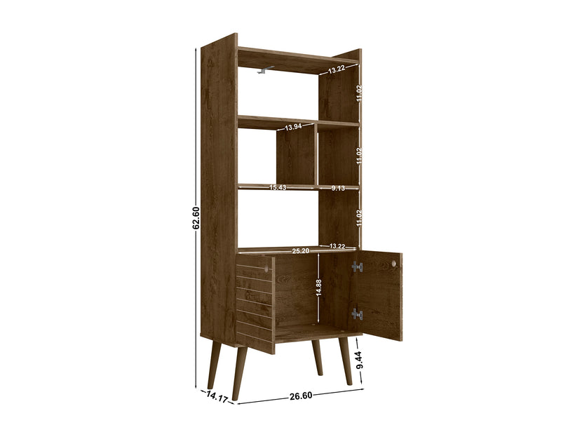 Bibliothèque Bogart de Manhattan Comfort de 62,6 po de style moderne du milieu du 20e siècle - brun rustique et naturelle