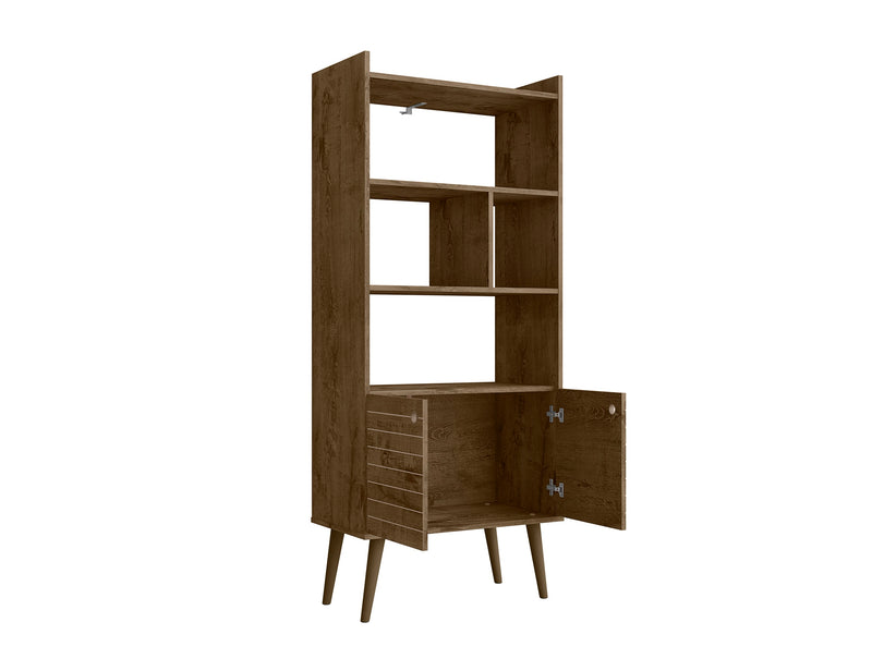 Bibliothèque Bogart de Manhattan Comfort de 62,6 po de style moderne du milieu du 20e siècle - brun rustique et naturelle