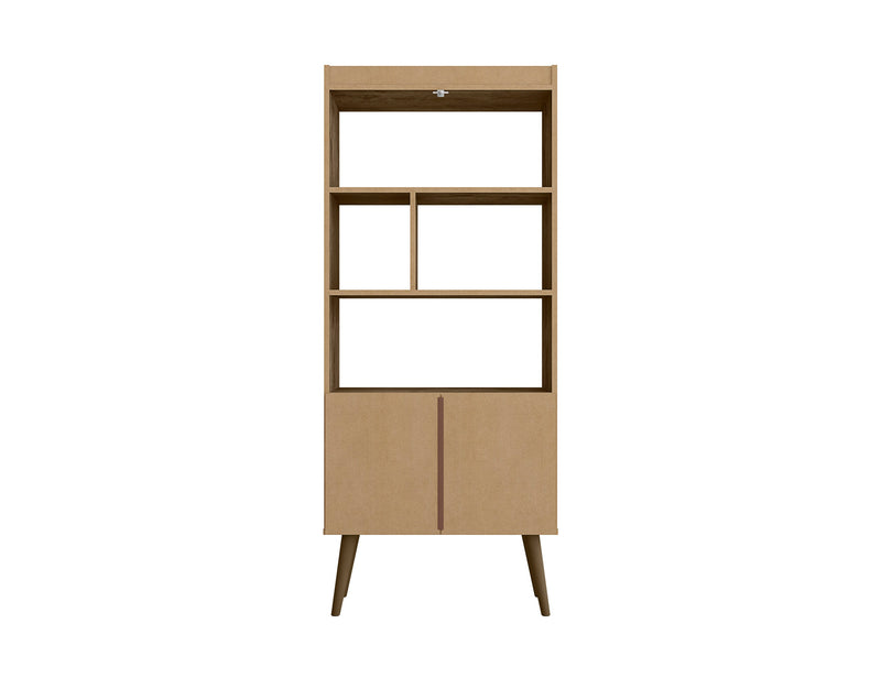 Bibliothèque Bogart de Manhattan Comfort de 62,6 po de style moderne du milieu du 20e siècle - brun rustique et naturelle