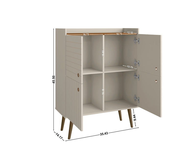 Armoire décorative Bogart de Manhattan Comfort de style moderne du milieu du 20e siècle - blanc cassé et naturelle