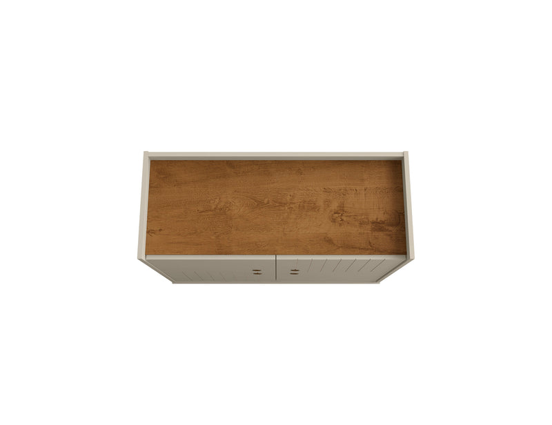 Armoire décorative Bogart de Manhattan Comfort de style moderne du milieu du 20e siècle - blanc cassé et naturelle
