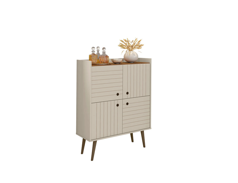 Armoire décorative Bogart de Manhattan Comfort de style moderne du milieu du 20e siècle - blanc cassé et naturelle