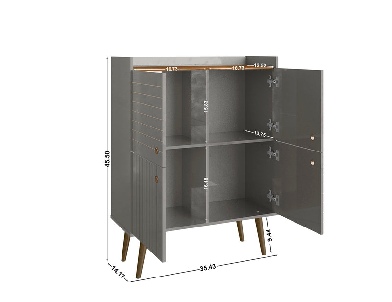 Armoire décorative Bogart de Manhattan Comfort de style moderne du milieu du 20e siècle - grise et naturelle