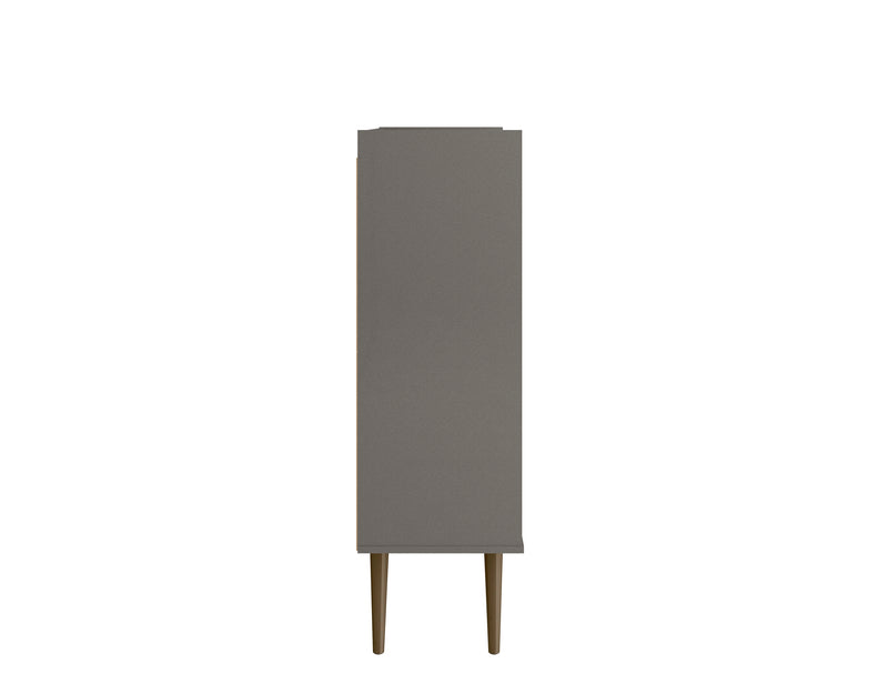 Armoire décorative Bogart de Manhattan Comfort de style moderne du milieu du 20e siècle - grise et naturelle