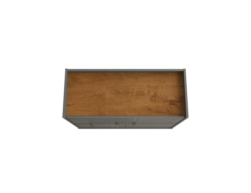 Armoire décorative Bogart de Manhattan Comfort de style moderne du milieu du 20e siècle - grise et naturelle