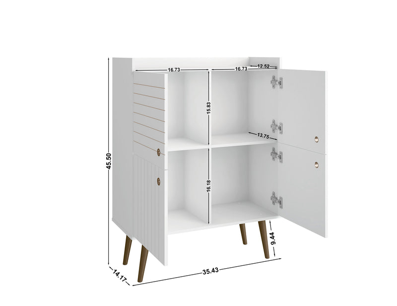 Armoire décorative Bogart de Manhattan Comfort de style moderne du milieu du 20e siècle - blanche et naturelle
